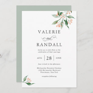 Elegant Simple Watercolor Botanical Wedding Invitation
