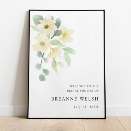 Elegant Simple Watercolor Bridal Shower Welcome Poster