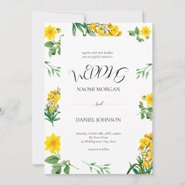 Elegant Simple Watercolor Floral Invitation (Front)