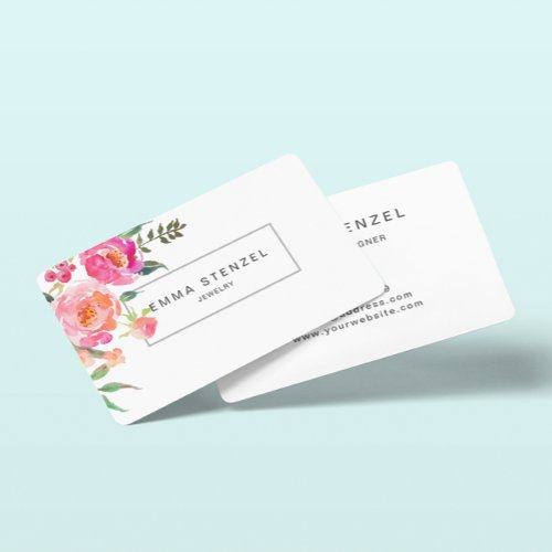 Elegant Simple Watercolor Flowers Business Cards