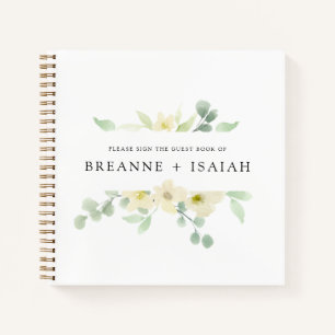 Elegant Simple Watercolor Greenery Guest Book