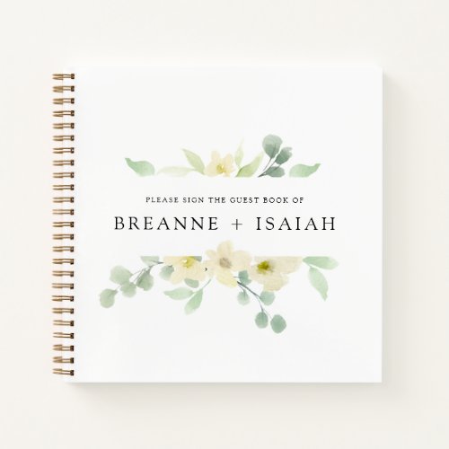 Elegant Simple Watercolor Greenery Guest Book