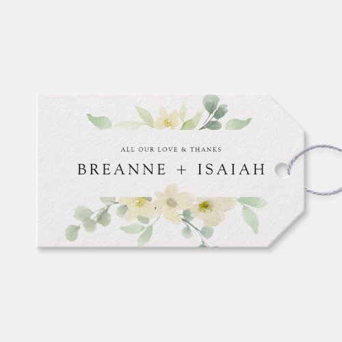 Elegant Simple Watercolor Greenery Wedding Favor Gift Tags