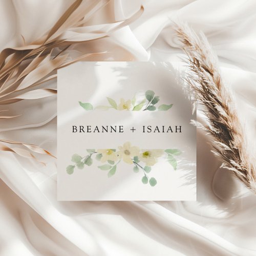 Elegant Simple Watercolor Greenery Wedding  Napkins