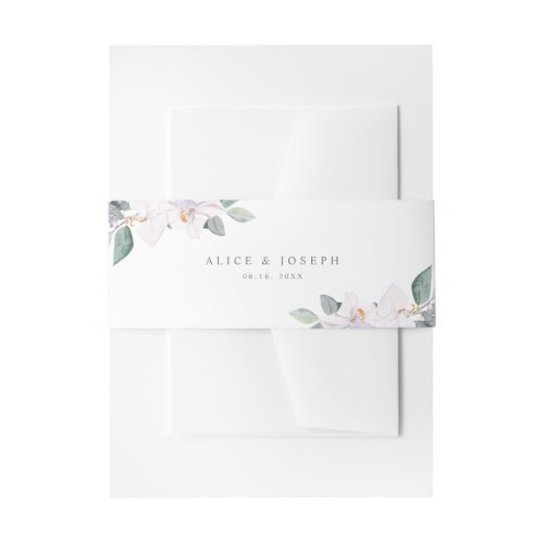 Elegant Simple Watercolor Purple Orchids Wedding I Invitation Belly Band
