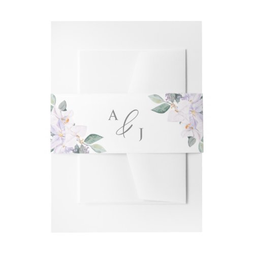 Elegant Simple Watercolor Purple Orchids Wedding Invitation Belly Band