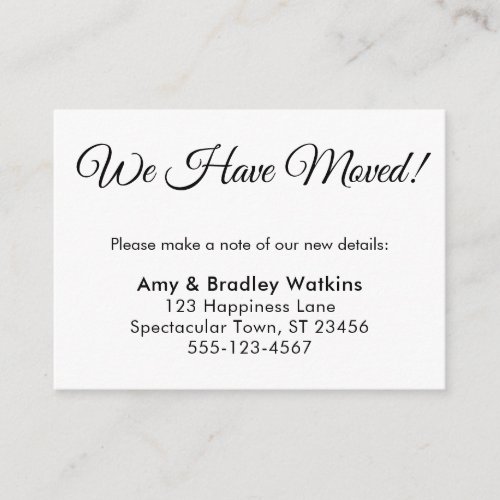 Elegant Simple We Have Moved Change of Address Enclosure Card