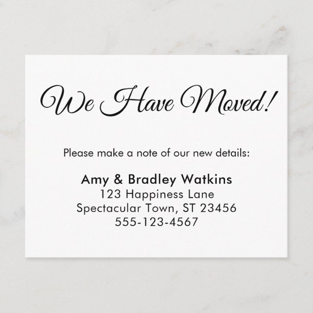 Elegant, Simple We Have Moved Change of Address Enclosure Card (Front)