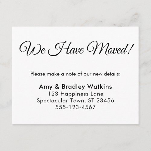 Elegant Simple We Have Moved Change of Address Enclosure Card