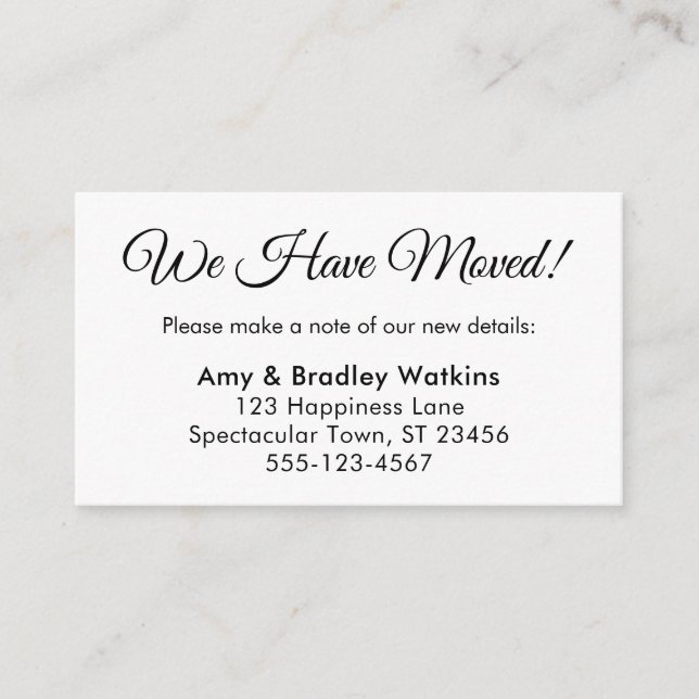 Elegant, Simple We Have Moved Change of Address Enclosure Card (Front)