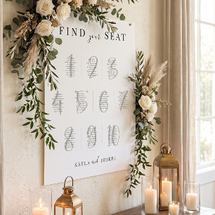 Elegant Simple Wedding 10 Table Seating Chart Sign