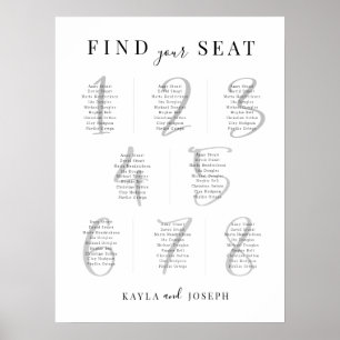 Elegant Simple Wedding 8 Table Seating Chart Sign