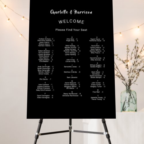 Elegant Simple Wedding Alphabetic Seating Chart Fo Foam Board