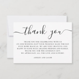 Elegant Simple Wedding   Calligraphy Minimalist Thank You Card