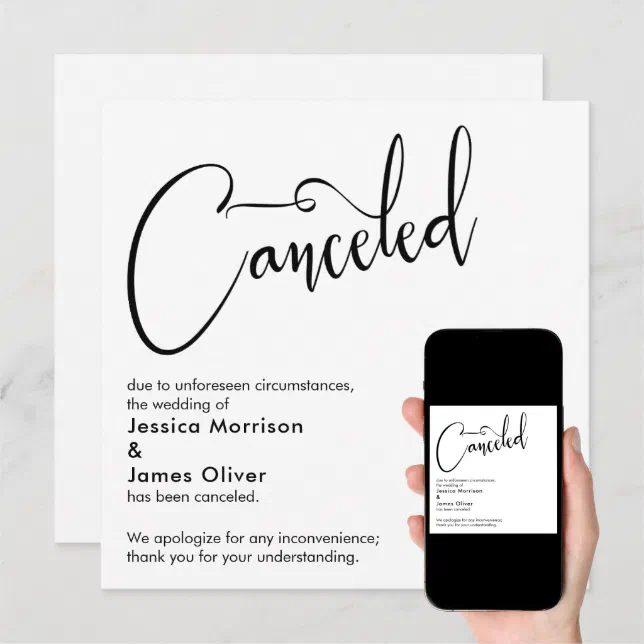 Elegant, Simple Wedding Canceled Announcement | Zazzle