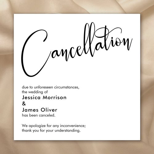 Elegant Simple Wedding Cancellation Announcement