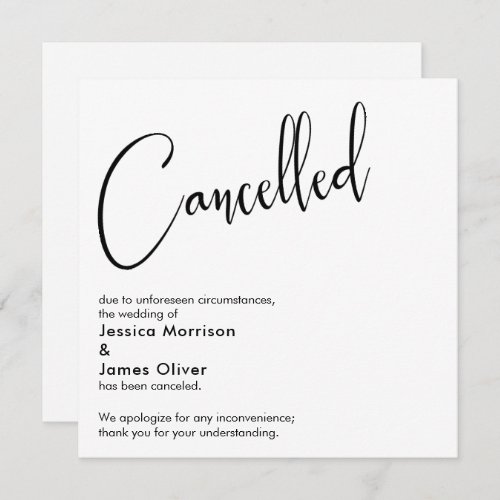 Elegant Simple Wedding Cancelled Announcement