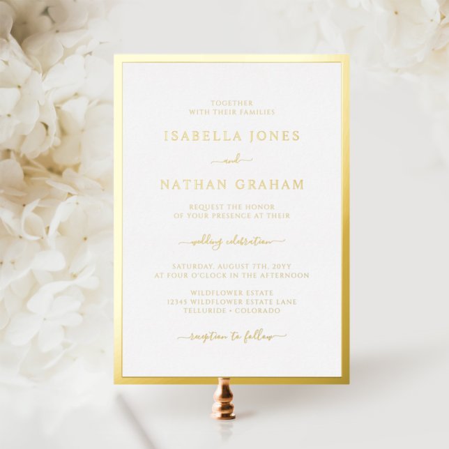 Elegant Simple Wedding Foil Invitation