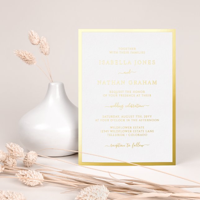 Elegant Simple Wedding Foil Invitation (Elegant Simple Minimalist Wedding Foil Invitation by Painted Paperie
)