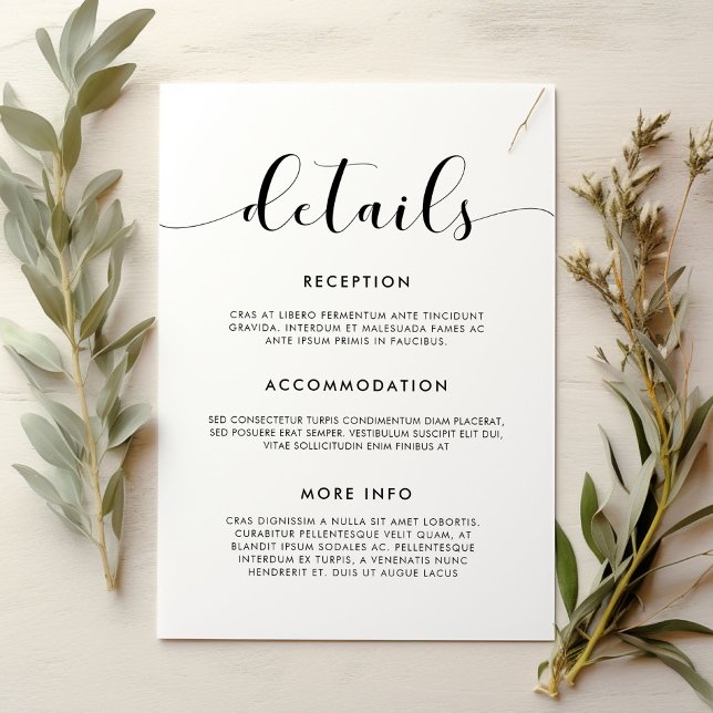 Elegant & simple wedding guest information card (Creator Uploaded)