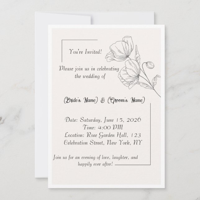 Elegant Simple Wedding Invitation (Front)