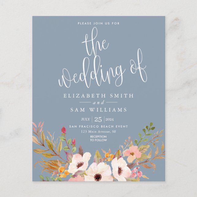 Elegant Simple Wedding Invitation Floral Budget  Flyer (Front)