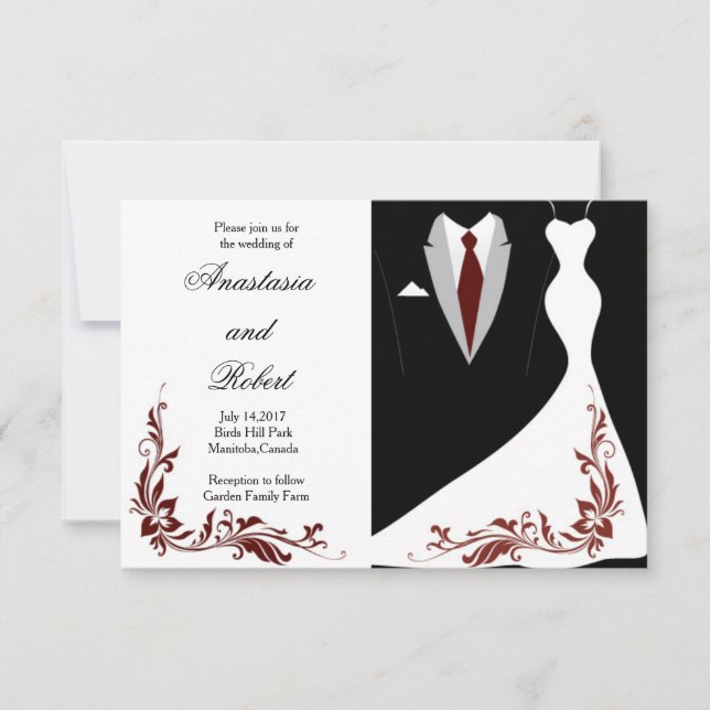 Elegant,simple wedding invitation,wedding dress invitation (Front)