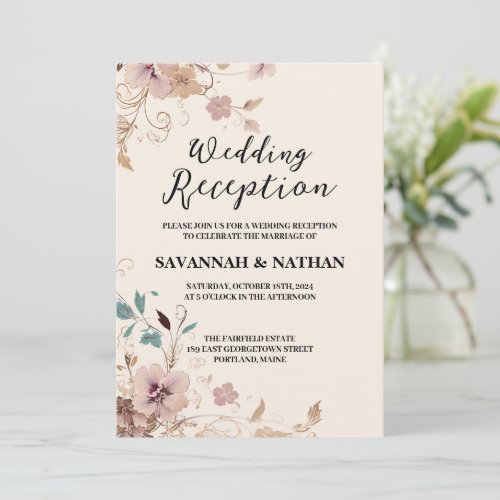 Elegant Simple Wedding Invitations Reception