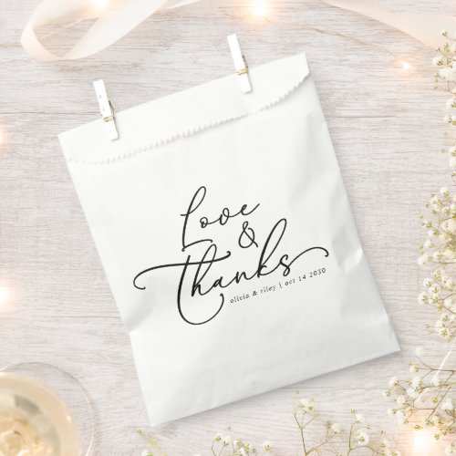 Elegant Simple Wedding Love and Thanks Favor Bag