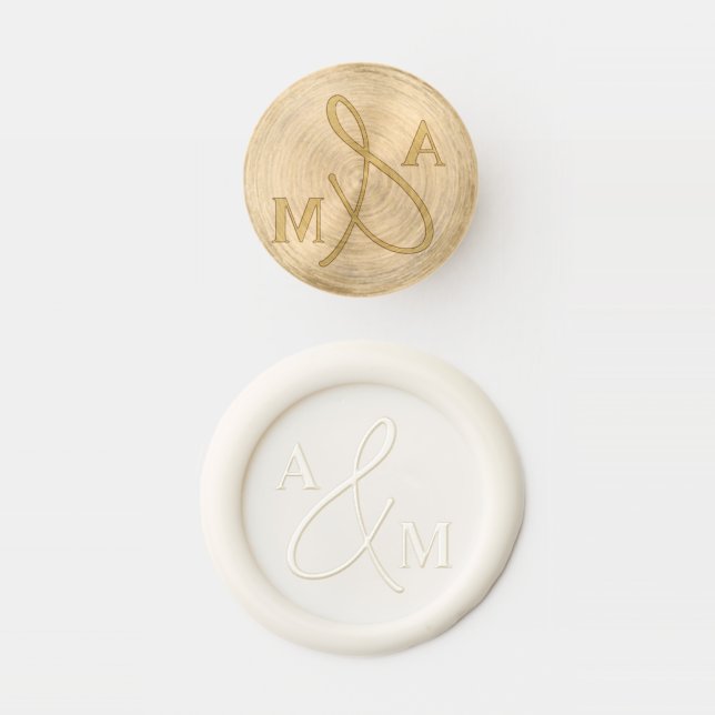 Elegant Simple Wedding Monogram Initials Wax Seal Stamp (Stamped)