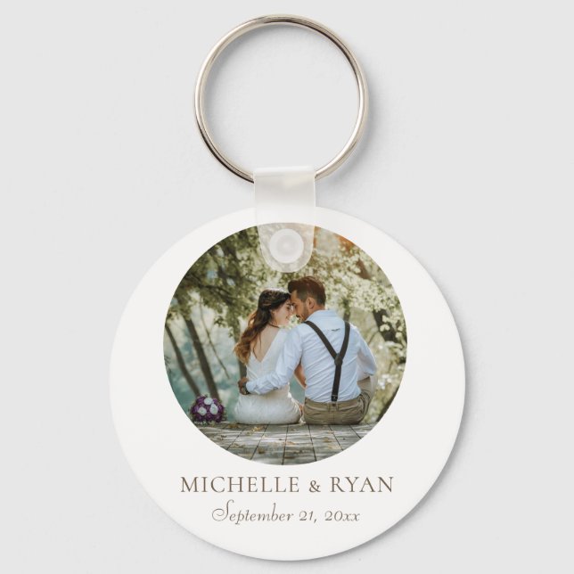 Elegant Simple Wedding Photo Favor  Keychain (Front)