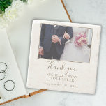 Elegant Simple Wedding Photo Favor  Stone Coaster<br><div class="desc">Elegant Simple Wedding Photo Favor Coaster. This elegant coaster is a great wedding favor for your guests. Add your wedding photo. You can easily customize the bride`s name,  groom`s name and wedding date.</div>