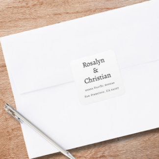 Elegant Simple Wedding Return Address Square Sticker