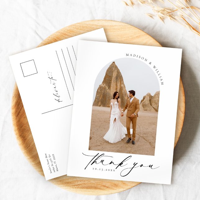 Elegant Simple Wedding Thank Postcard (Creator Uploaded)