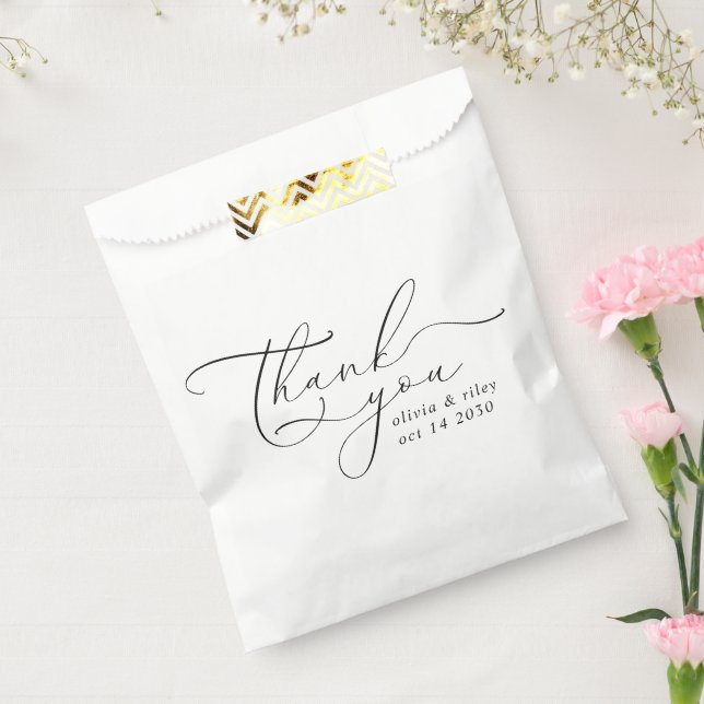 Elegant Simple Wedding Thank You Script  Favor Bag (Sealed)