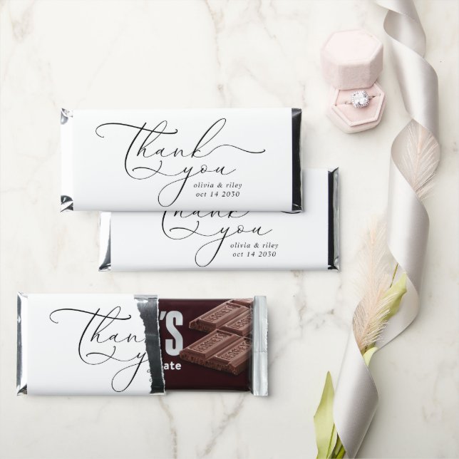 Elegant Simple Wedding Thank You Script  Hershey Bar Favors (Front)