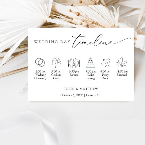 Elegant Simple Wedding Timeline Enclosure Card