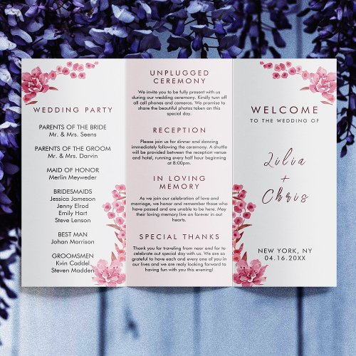 Elegant Simple Wedding Tri_fold Brochure Program