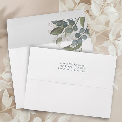 Elegant Simple Wedding Watercolor Blue Floral Envelope