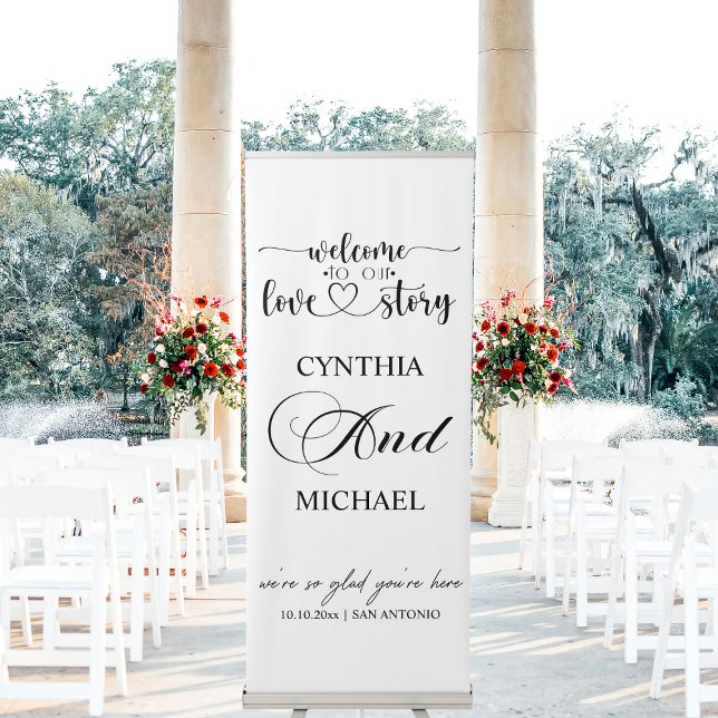 Elegant Simple 'Welcome to our Love Story' Wedding Retractable Banner (Creator Uploaded)