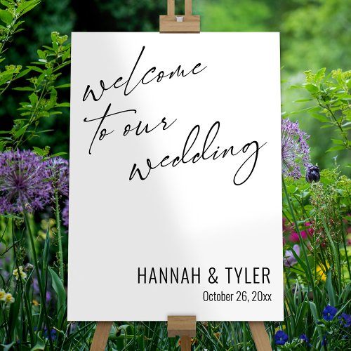 Elegant Simple Welcome to Our Wedding Black White Foam Board