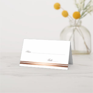 Elegant Simple White and Copper Wedding Place Card