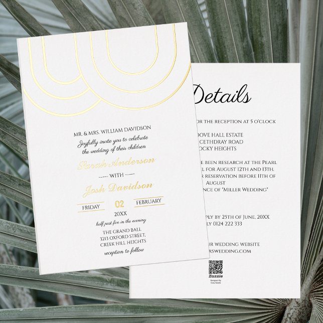 Elegant Simple White and Golden Wedding Foil Invitation (Creator Uploaded)