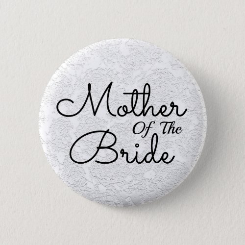 Elegant Simple White Black Mother Of The Bride Button