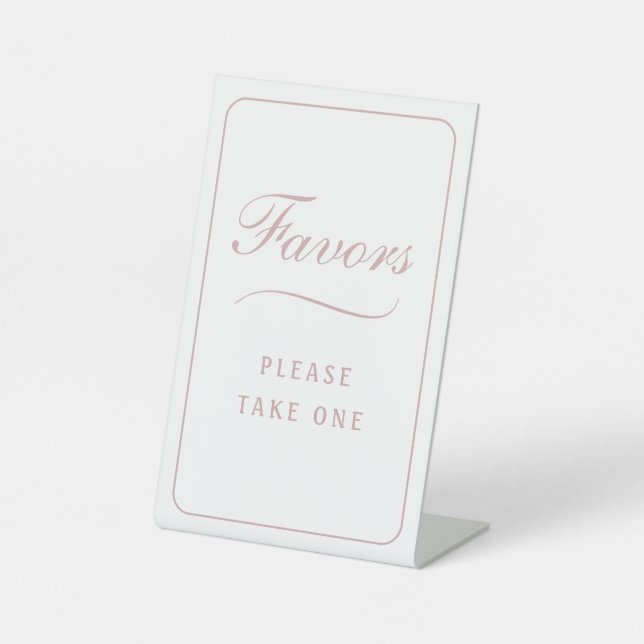 Elegant Simple White Blush Favors Pedestal Sign (Front)