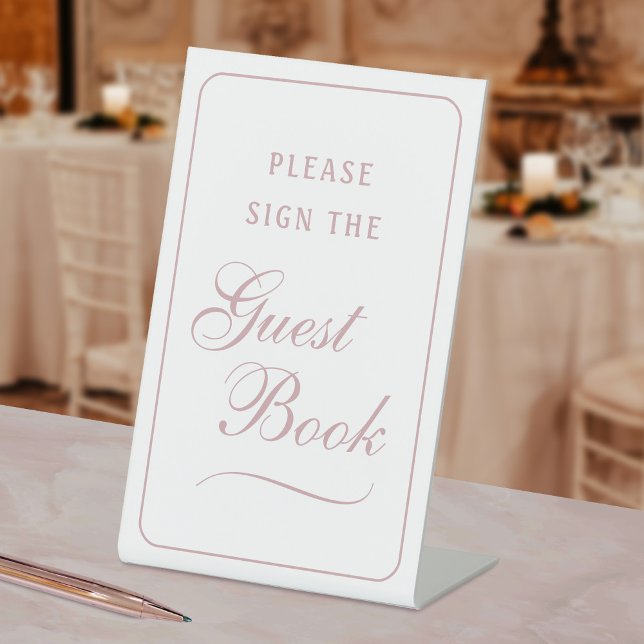 Elegant Simple White Blush Guest Book Pedestal Sign (Creator Uploaded)