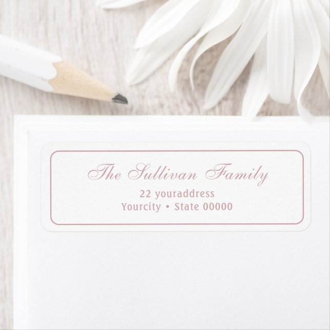 Elegant simple white blush return address label (Insitu)