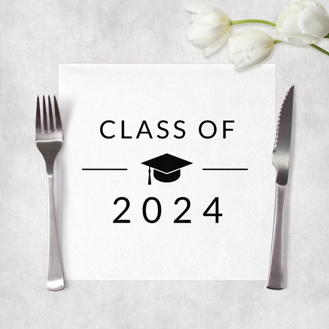 Elegant Simple White Class 2025 Graduation Party Napkins (Elegant Simple White Class 2025 Graduation Party Napkins
)
