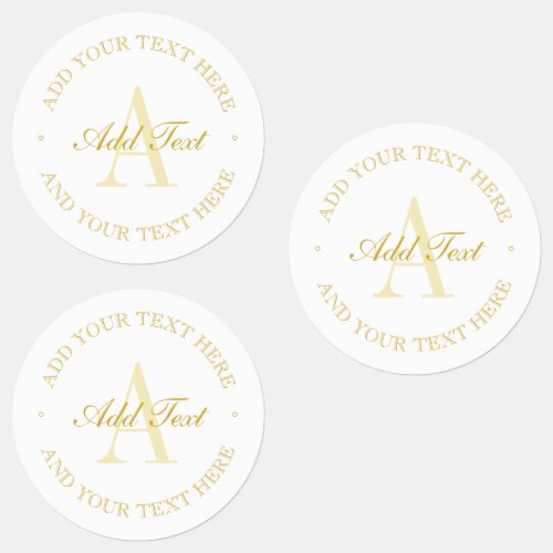 Elegant Simple White  Gold Monogram Waterproof Labels