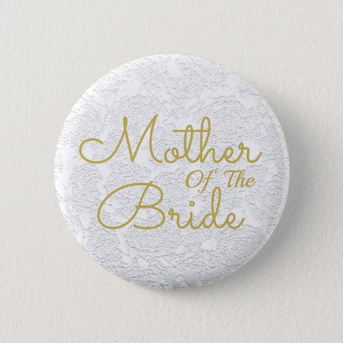 Elegant Simple White Gold Mother Of The Bride Button